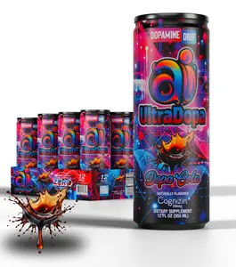 Ai UltraDopa Dopa Cola [Ready to Ship] - Nootropic Energy Drink - Sugar Free, 225mg Caffeine, Enhanced Focus, Energy and Alertness, 12 cans x 12 fl oz