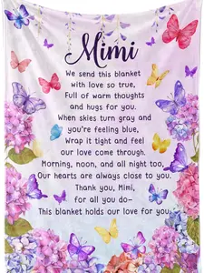 Mimi Gifts from Grandkids Grandma Gifts for Mimi Butterfly Flannel Throw Blanket for Grandma on Birthday Mothers' Day Grandparents' Day Christmas 50" x 65" Super Soft Anti-Static Vibrant Printed Design