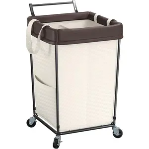 160L Laundry Hamper with Wheels and Handle, 2 Section Large Rolling Laundry Basket Bag with Wheels, Clothes Hamper Cart for Laundry, Bedroom, and Dorm