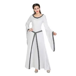 White Medieval Dress for Women Renaissance Faire Costume Maxi Dress Aesthetic Fashion Womenswear Elegance 6513