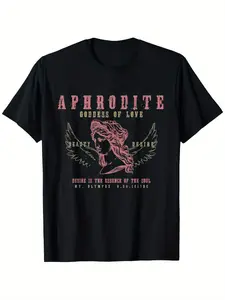 Aphrodite Goddess Distressed Inspirational Quote Design Unisex Graphic Tees Casual Men's Top Vintage Funny T-shirt Crewneck Breathable