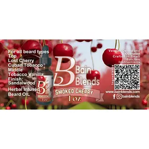 Smoked Cherry, 1 oz Beard Oil (Cologne Cherry, Cuban Tobac, Tobac Vanilla, Sandalwood) 4 Blends Available