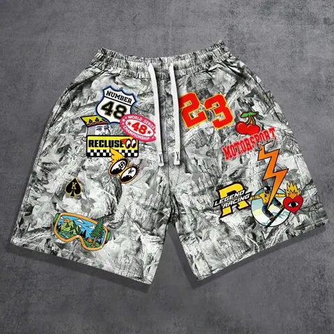 Camouflage shorts, leaves, outdoor full print shorts, men's and women's forest print summer shorts, 23 digital casual shorts, Digital printing shorts, Unisex Fashion