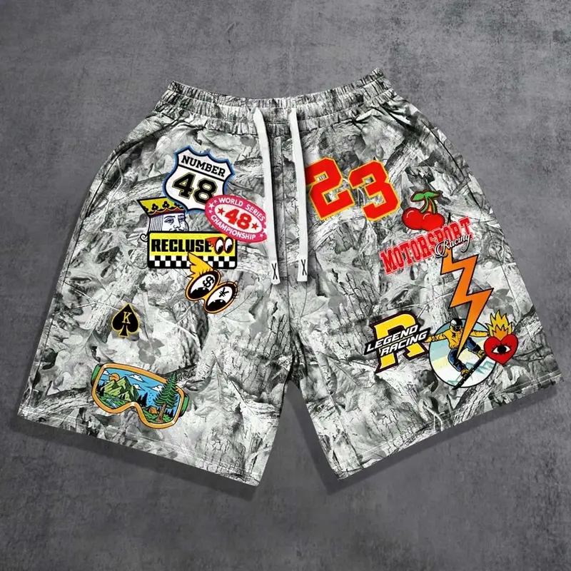 Camouflage shorts, leaves, outdoor full print shorts, men's and women's forest print summer shorts, 23 digital casual shorts, Digital printing shorts, Unisex Fashion