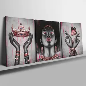 Queen Pattern Canvas Painting, 3 Counts/set Modern Wall Art Poster, Wall Art Decor for Home Living Room Bedroom Office, Ornaments
