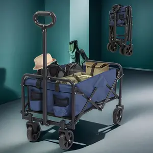 28.7*18*36in Large Capacity Camper Outdoor Collapsible Folding Trolley With All Terrain Wheels, Oversized Campers Picnic Trolley Trailer Camping Trolley Shopping Trolley, Multi-functional Garden Beach Trailer Load Capacity 220lbs