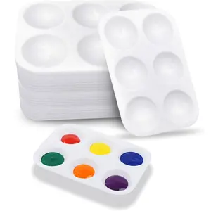 1/2/4/8Pcs White Plastic Paint Tray Palettes Watercolor Color Mixing Tool Smooth Finish Easy Cleaning for Painting Party DIY Craft Artists Art Supplies