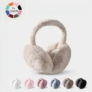 Winter Faux Fur-Lined Warm Ear Muffs, Stylish Foldable Outdoor Ear Muffs for Women and Girl, Ideal for Outings and Travel
