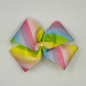Pastel rainbow hair bow