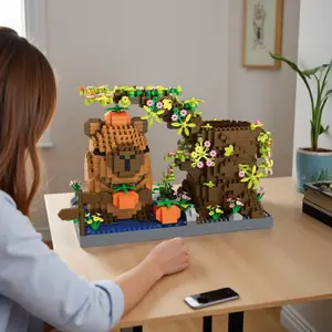 Capybara Building Block Pen Holder, DIY Creative Assembly Model Decor, Multifunctional Office Supply, Handmade Craft Storage Box, Cute Desk Accessories