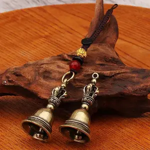 1PC Brass Handicraft Die-casting Drop Magic Antique Bell Wind Bell Tibetan Bronze Bell Creative Gift Home Decoration Pendant
