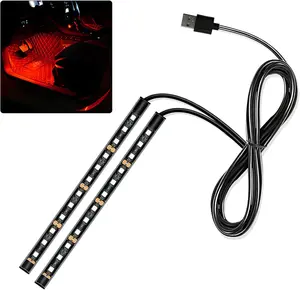 Car LED Strip Light, V  LED Interior Atmosphere Lights Under Dash Ambient Night Light, Universal Auto Interior Decorative Lamp with USB Port, Truck SUV Car Accessories (Red, USB)