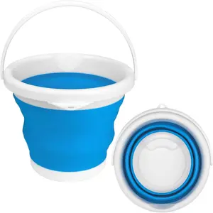 Collapsible Mop Bucket and Ice Bucket-5L(1.3 Gallon) Household Cleaning Silicone Dust Mops with no Wringer Set,Portable Bathroom Supplies for Caddy Spin Floor