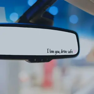 I Love You Drive Safe Letter Pattern Car Rearview Mirror Sticker, Car Decorative Sticker, Car Rearview Mirror Decal, Vinyl Decal for Car, Car Decals, Universal Car Accessories