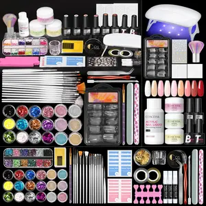 COSCELIA Acrylic Nail Kit for Beginners with Everything Professional Acrylics Powder 6pcs Gel Nail Polish 18pcs Glitter Decoration Powder Nails Kit Acrylic Set with UV Light Gifts for Women