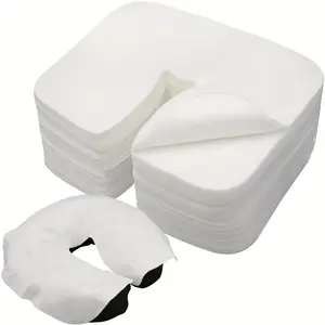 100 Pcs Disposable Face Cradle Covers – Ultra-soft U-shaped massage headrest towels. Non-stick hygienic design for massage beds and chairs, ideal for spa, salon and professional use.