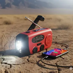 2000mAh Solar Hand Crank Emergency Radio, AM/FM Weather Radio with Flashlight, Power Bank for Phone Charging, Outdoor Survival Gear