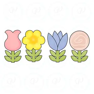 Flowers Cookie Cutter Set - Tulip Rose - Wild - Round - Daisy - Cookie Cutter