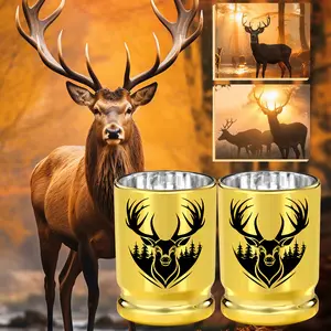 2PCS Deer Head Wine Glasses 50 Caliber Golden Reusable Leak-Proof for Whiskey with Gift Box Perfect for Various Occasions