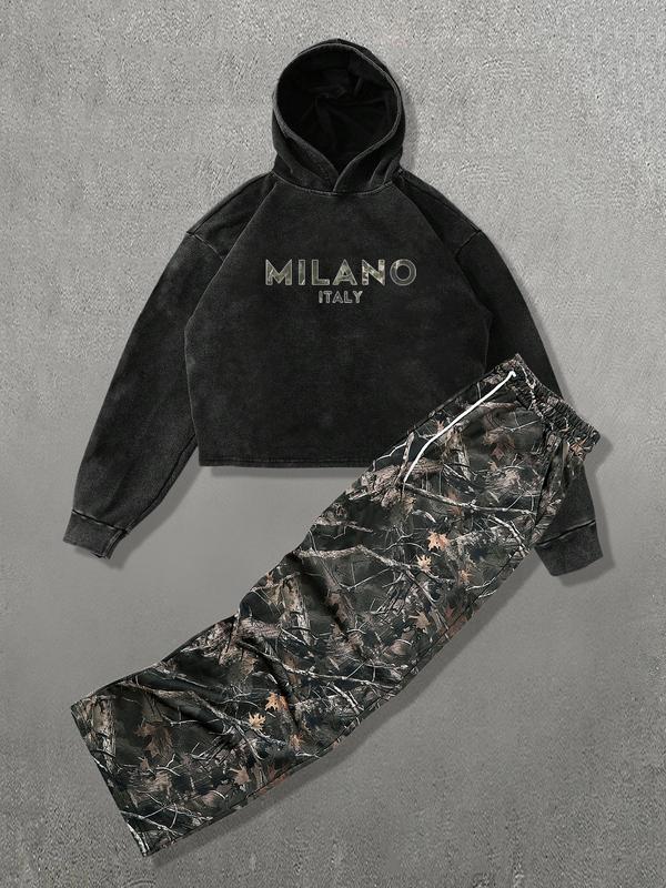 Two-Piece Set Men's Camo Print Sweatshirt & Sweatpants Set, Regular Fit Casual Long Sleeve Pullover & Jogger Pants, Men's Two-piece Outfits for Daily Wear