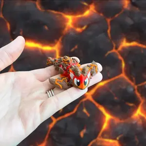 Mini Lava Dragon Fidget - 3D Printed Dragon - Fire Dragon Desk Toy - Fantasy Decor - Dragon Lover Gift - Desk Dragon