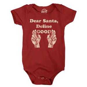 Dear Santa Define Good Baby Bodysuit Funny Sarcastic Christmas Graphic Novelty Jumper For Infants Funny Baby Onesies Christmas Clothes for Baby Novelty Onesie Red -