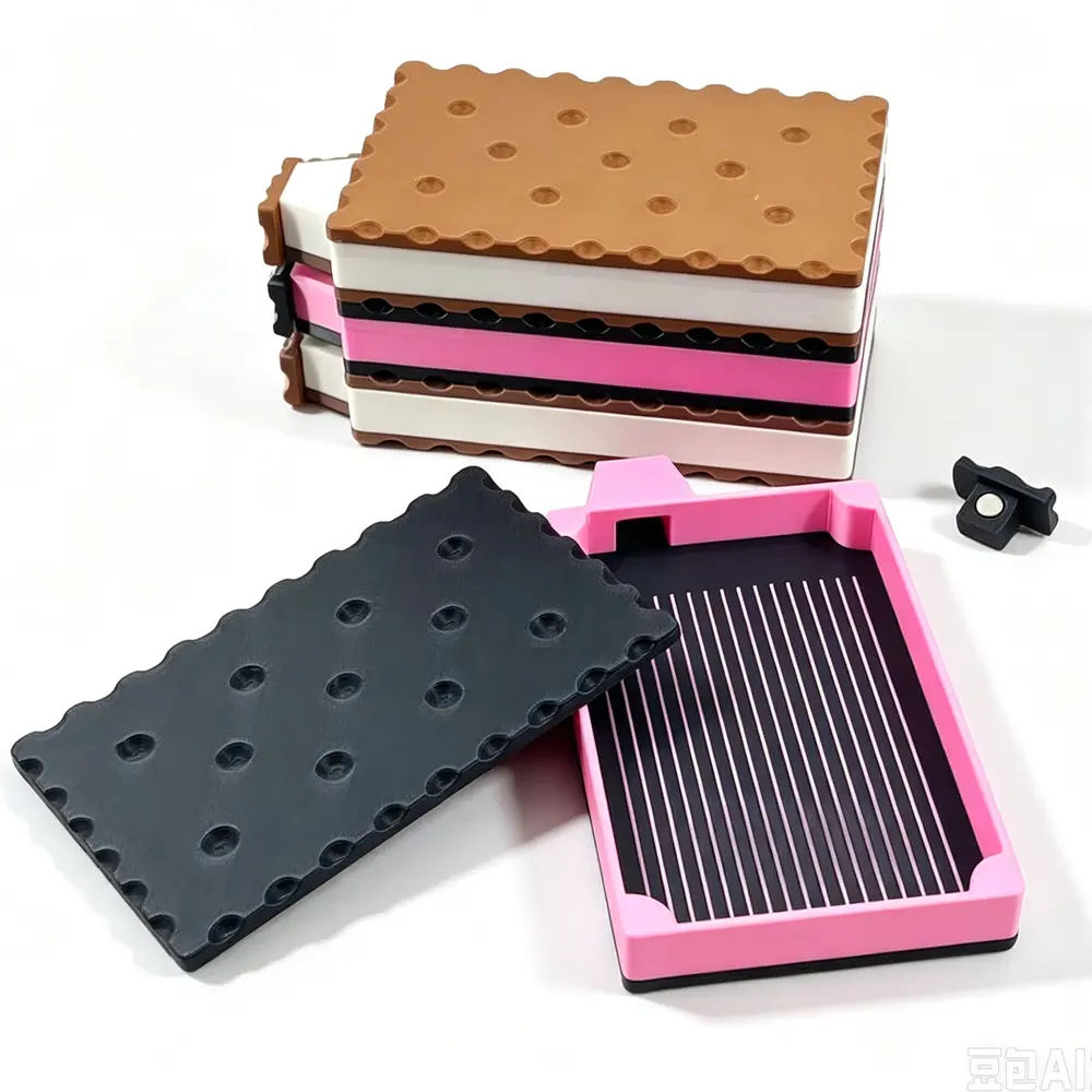 3D Printed Magnetic Cookie-Shaped Diamond Painting Tray with Anti-Slip Dot Cover, Diamond Art Storage Organizer, Quick Drill Alignment, Convenient Spout & Spill-Proof Design for DIY Enthusiasts