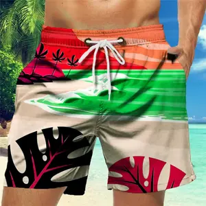 Wolf Pattern Shorts Summer Shorts Beach Shorts Elastic Drawstring Design Flag Print