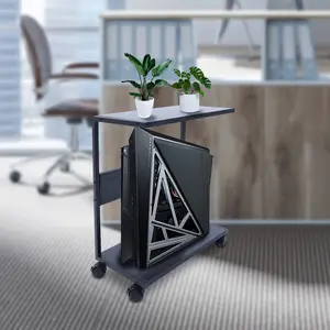 Computer Tower Stand with Lockable Wheels – 2-Tier Under Desk PC Stand