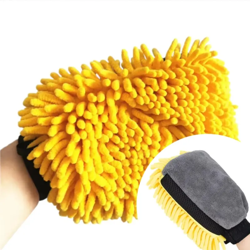 2pcs Premium Auto Detailing Gloves Microfiber Chenille Quick Dry Durable 9.06inch x 6.1inch Perfect for Car Wash Cleaning