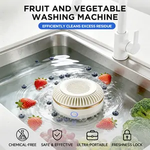 TESORO CASA Fruit and Vegetable Washing Machine, Premium Titanium Electrolysis Pure Water Purifier with 360° Vortex Rinsing, Cordless Produce Cleaner Device for Surface Residues, Dirt, Wax & Grime, Food-Grade Material