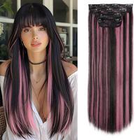 Pinkish Purple mix Natural Black (4PCS-24inch)