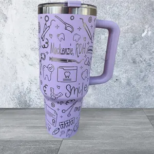 Laser Engraved Dental  Life  Design 40 Oz Tumbler- Drinkware, Gifts, Personalized Mug Stainless Steel Insulated Thermal Flask Double Deck Insulated Double Wall Insulated