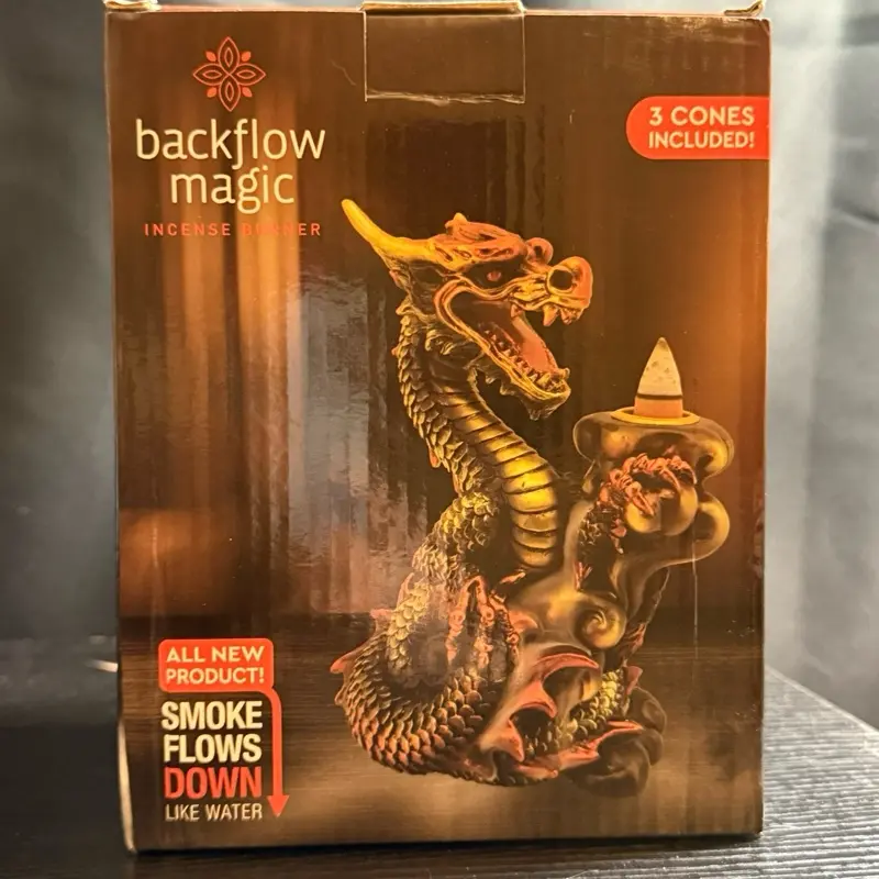 Dragon Bacflow Magic Incense Burner with 3 Cones Included All New Product Smoke Flows Down Like Water Scented Fragrance Perfume Aroma