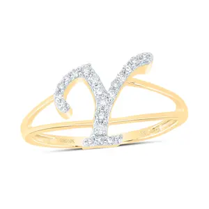 1/6Ctw-Nat Dia Nk Gift Initial "Y" Ladies Ring (1.34 grams)