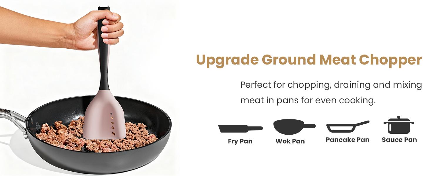 1/2 Pack Mincing Spatula Meat Chopper - Hamburger Grinder & Ground Beef Smasher, Premium Heat-Resistant Mincing Spatula for Kitchen, Potato Mix & Masher Tool, Meat & Poultry Tenderizer