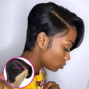 Short Pixie Cut Wig Transparent Lace Human Hair Wigs For Women Straight Frontal Wig Side Part Bob Wig Short Lace Part Wigs For Black Women Gifts for Girlfriends