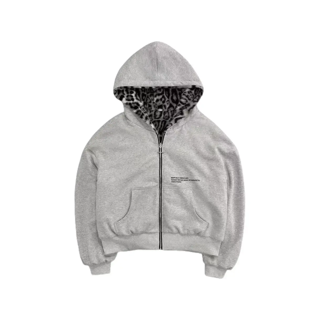 Men’s Reversible Leopard Print Zip-Up Hoodie, Long Sleeve Hooded Sweatshirt for Fall and Winter Fashion Menswear Zipper Loose