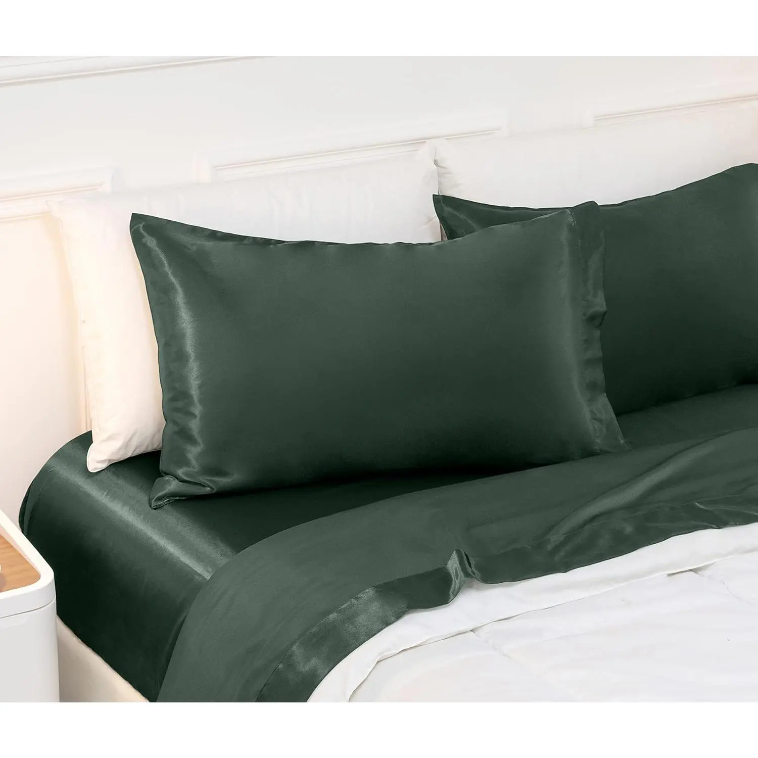 2 count  Satin Pillowcases - 20x40 Pillow Cases, Forest Green Pillow Cases for  Friendly and Hair Protection - Cooling & Silky Satin Pillow Covers with Envelop Closure