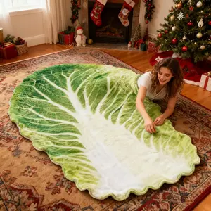Creative Cabbage Shaped Fleece Blanket, Large Size Soft and Lightweight, Perfect for All Seasons, Ideal for Bed, Sofa, Office, Camping and Travel, Throw Blanket
