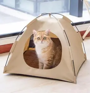 Pet Tent,All-Season Portable Cat Tent - Waterproof,Kitten Tent Cave Nest Bed, assembly-free pet house with removable cushion & breathable mesh. Perfect cozy cave for cats & small dogs indoor/outdoor, travel & camping. ️