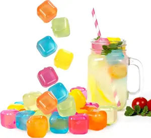 Reusable Plastic Ice Cubes 25 Pack Colorful Refreezable Ice Cubes for drinks, Whiskey, Vodka or Coffee, Washable Non-Melting Ice Cubes Non-Diluting