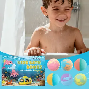 Lasting Fragrance Kids Bath Bomb Salt Nourish Floral Scent Body Wash Cleansing Spa Relaxing Exfoliating Skin Shower Ball