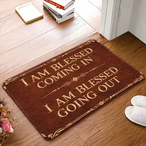 Blessed Entrance Flannel Doormat With Non Slip Rubber Backing Durable Reusable Machine Washable Floor Mat Waterproof Dirt Resistant Multipurpose Home Decor Perfect For Front Door Entryway Indoor Outdoor Kitchen Bedroom Living Room Non-Slip Treads Stair