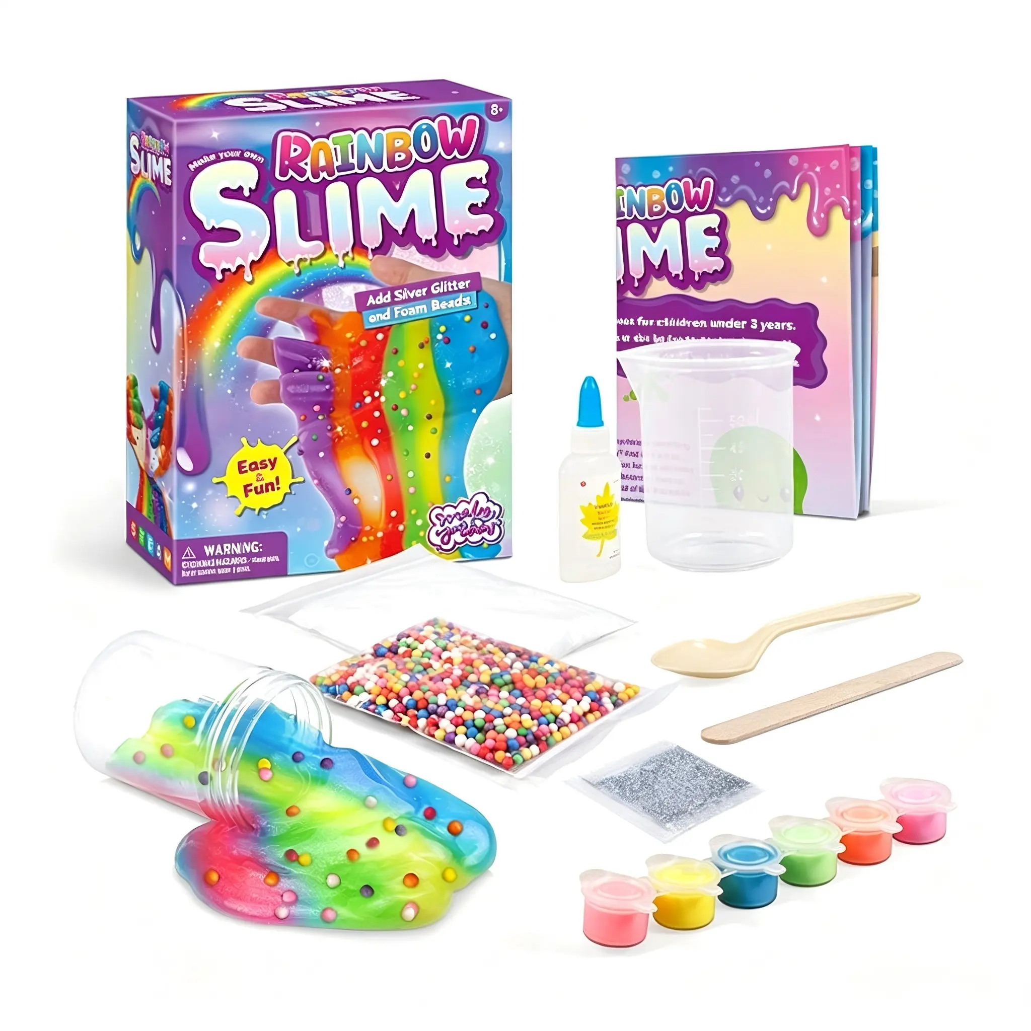 Rainbow Galaxy Slime Making Kit, Non-Toxic Crystal Mud, Kids Craft DIY, Stress Relief Toy, Safe and Fun for Children, Slime Set