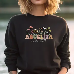 Abuelita Sweatshirt, Personalized Abuelita Wildflowers Sweater, Abuelita Est 2024, Pregnancy Announcement, Abuelita Sweater, Abuelita Gifts Comfort Womenswear