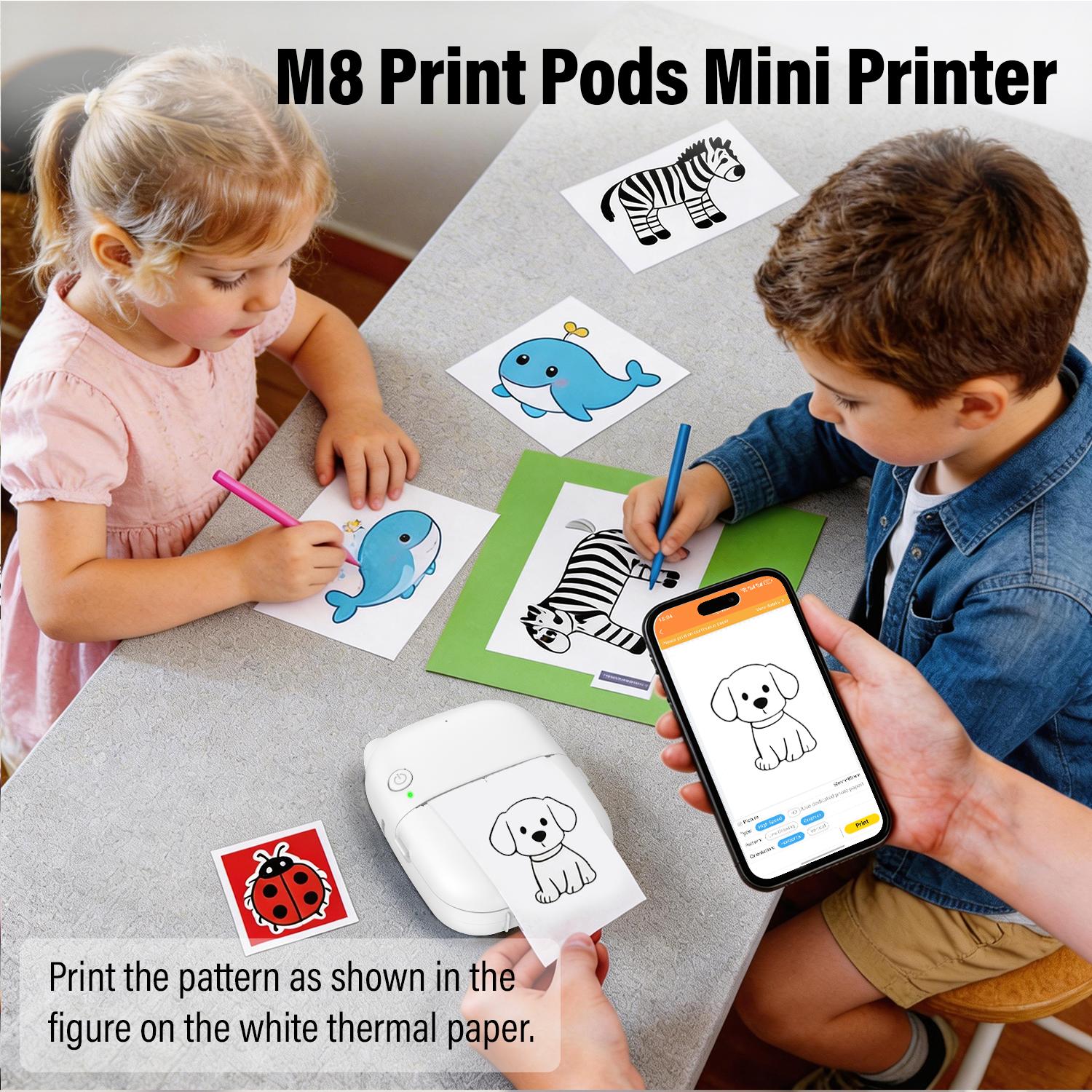 2026 Newest AI Voice Sticker Printer,Portable Mini M8 Printer - Connects Via An App,Inkless Thermal Photo Printer for iOS & Android, Ideal for Gifts, Study Notes, Labels & Receipts, Study Notes Printer | Compact Printer | Durable Plastic Printer