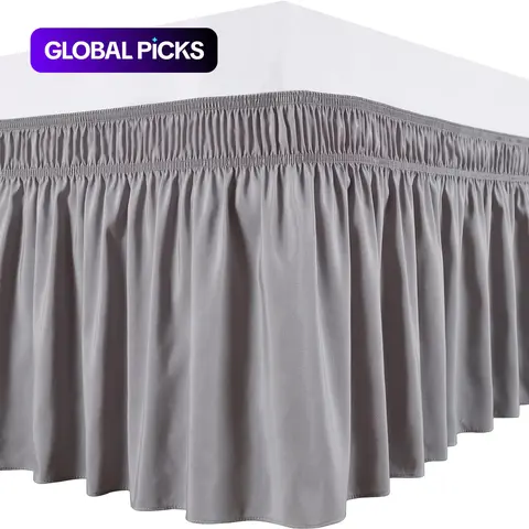 Wrap Around Ruffled Bed Skirt for Bedroom, Three Fabric Sides, 14-Inch Drop, Easy to Install, Fade Resistant #GLOBAL PICKS