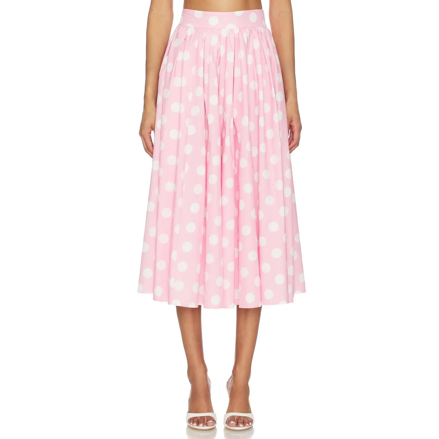 SANS FAFF Eden Poplin Skirt in Pink & White Polka Dot