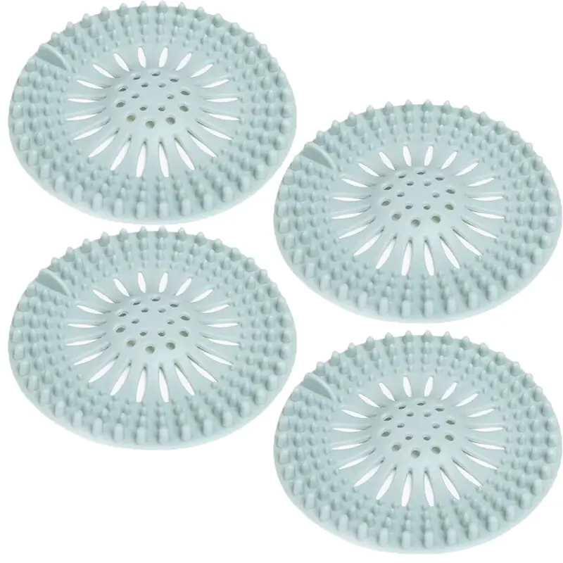 4Counts Durable Bathroom Hair Filter Mesh, Bathtub Anti-Clog Silicone Plug, Bathroom Sink Stopper, Kitchen Sink Drain Cover, Easy Clean Ventilation Device, Anti Clogging Drainage, Bathroom Accessories, Bathroom Necessities